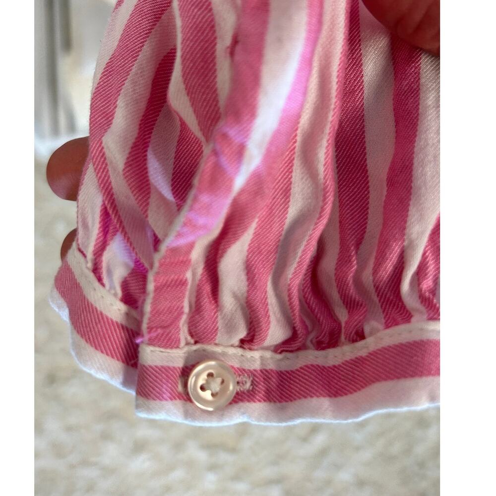 Old Navy Women's Sz M Pink & White Striped Peasant Style Button Up Blouse #0207 - Picture 6 of 8